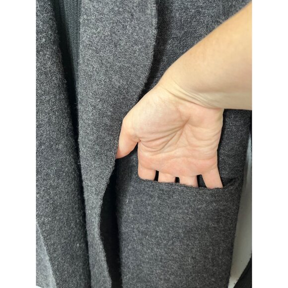 Tahari Black Gray Color Block Open Front Cardigan Wool Collared Size Large - Picture 6 of 9